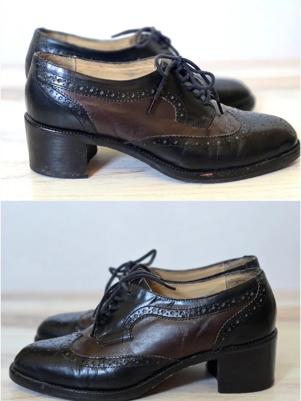 Vintage Kenneth Cole Black Leather Wingtip Lace-Up Oxfords